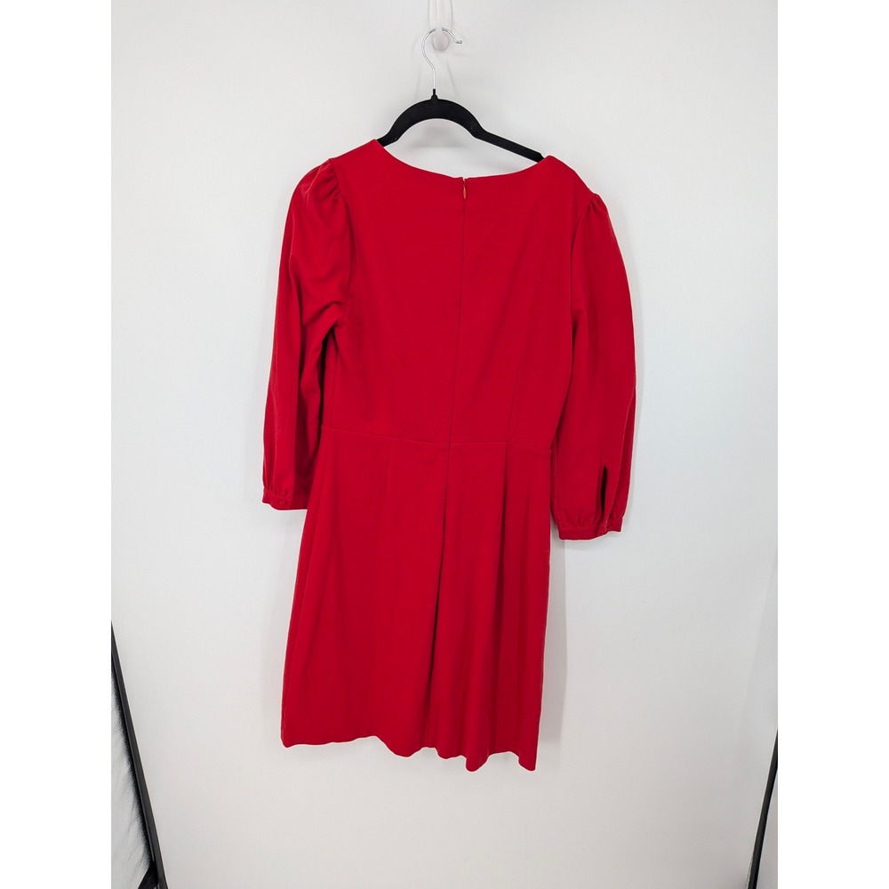 Boden Scalloped Eyelet Dress Women 8 Red 3/4 Sleeve Knee Length Holiday Office - Picture 3 of 7